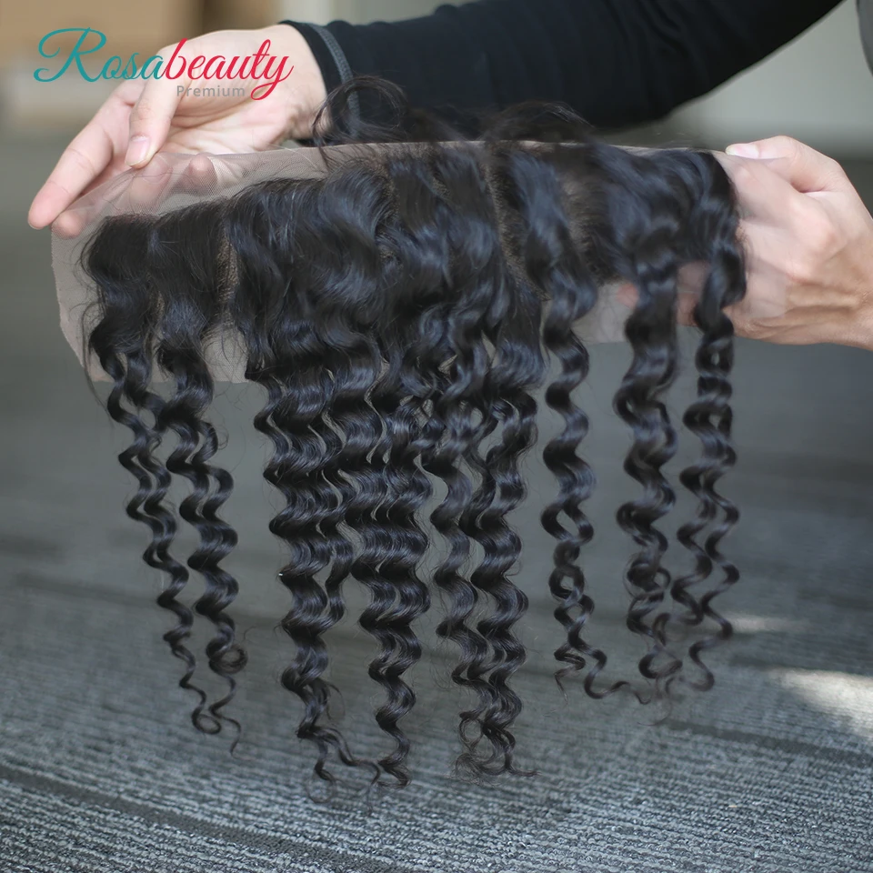 [Rosabeauty] OneCut волосы 13x4 дюймов глубокие вьющиеся 8-20 дюймовые натуральные волосы Кружева Фронтальная