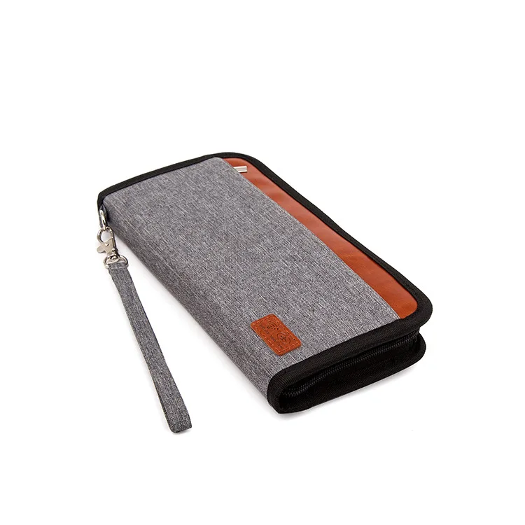 Новая многофункциональная сумка для паспорта Rfid Противоугонная сумка для карт сумка для сертификата длинный дорожный бумажник для паспорта на заказ - Цвет: Серый