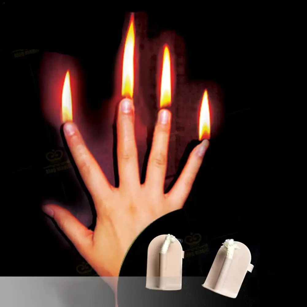 

2020 Carnival Halloween Finger Tip Fire Magic Stage Props Professional Skills Magician Illusion Magic Tools Set Of 4 Fingers