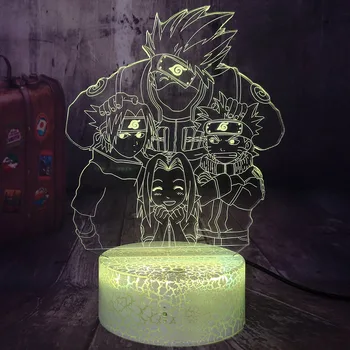 

Hatake Kakashi Uzumaki Naruto Uchiha Sasuke Naruto Anime Japanese 3D LED Night Light Acrylic Crackle Desk Lamp Home Decor lamp