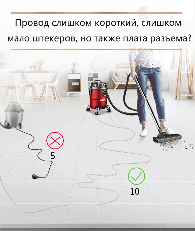 JIE NUO бытовой пылесос с супер мощной мощностью ручной влажной и сухой двойного использования Бесшумная машина