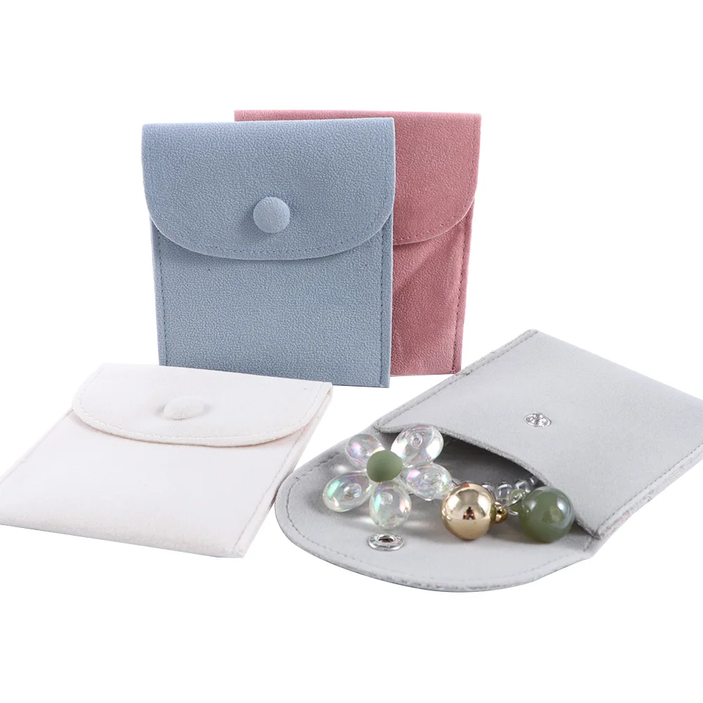 Square Velvet Jewelry Bag Purse Snap Type Thick Delicate Ring Necklace Storage Case Solid Color Jewelry Packaging wooden jewelry portable mini carry on travel customizable name date ring earrings delicate goods storage display storage box