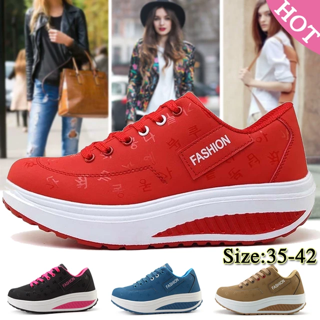 Zapatillas de deporte de moda para mujer, zapatos de plataforma con impermeables transpirables, de cuero Pu, informales, Tenis de verano _ - AliExpress Mobile