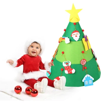 

DIY Felt Christmas Tree Snowman With Ornaments Christmas Tree Kids Toys Christmas Decoration For Home Christmas Gift