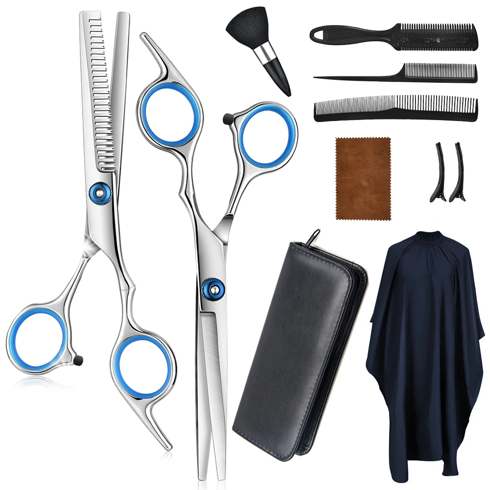 

Professional Hair Cutting Scissors Set Thinning Shears, Hair Razor Comb, Clips, Cape, Hairdressing Scissors Kit,Hairdressers Set