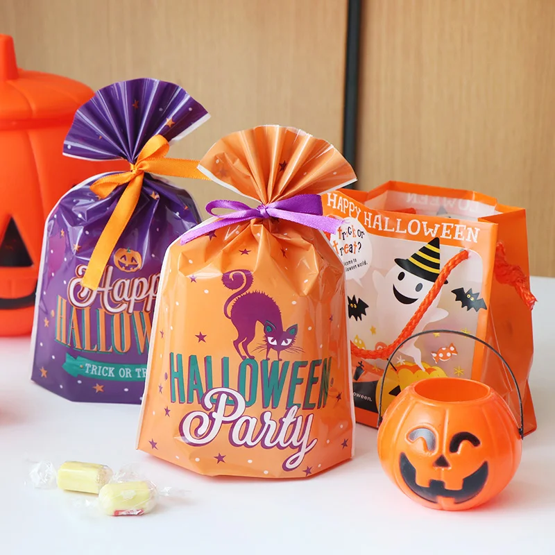 20 шт 14x19 см и надписью &quotHappy Halloween&quot пластиковые мешки для конфет фокус Детские