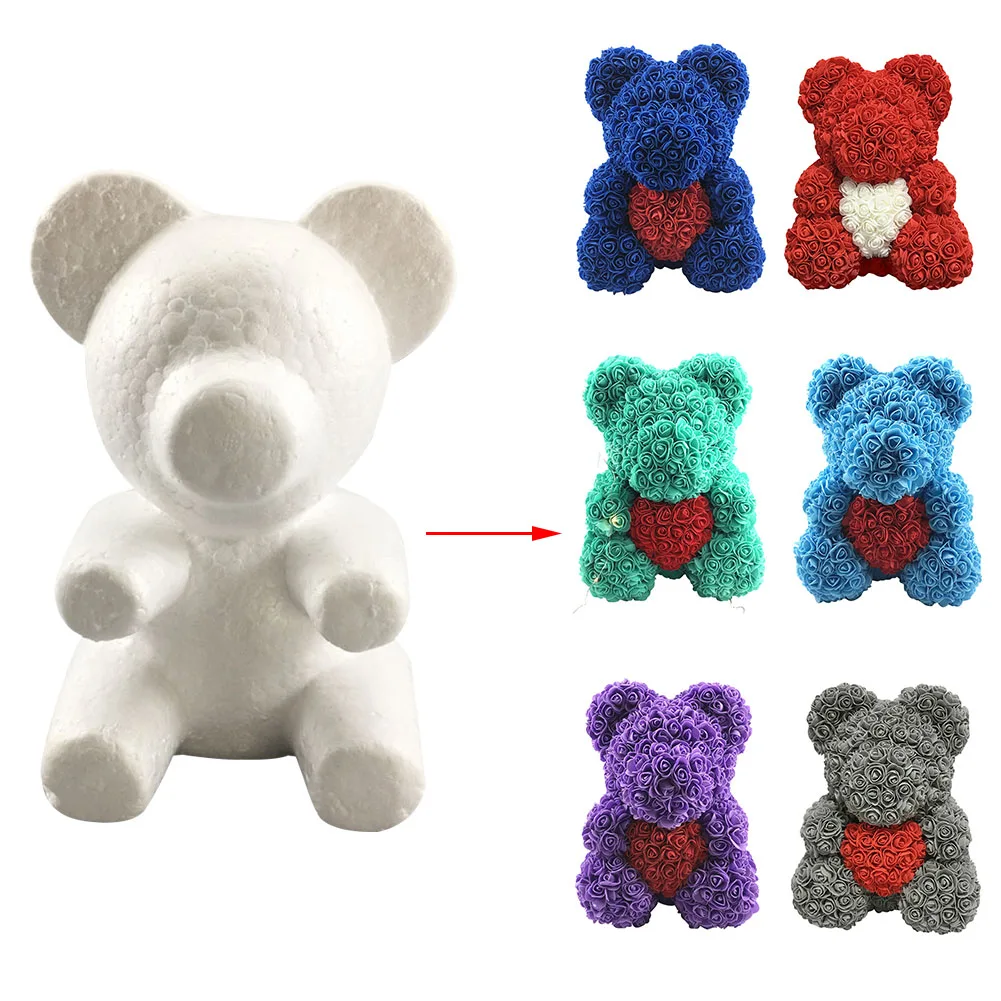 

Cute Party Romantic Wedding Decorative Rose Foam Bear Mold Lightweight White Memorable Gift DIY Flower Valentine’s Day