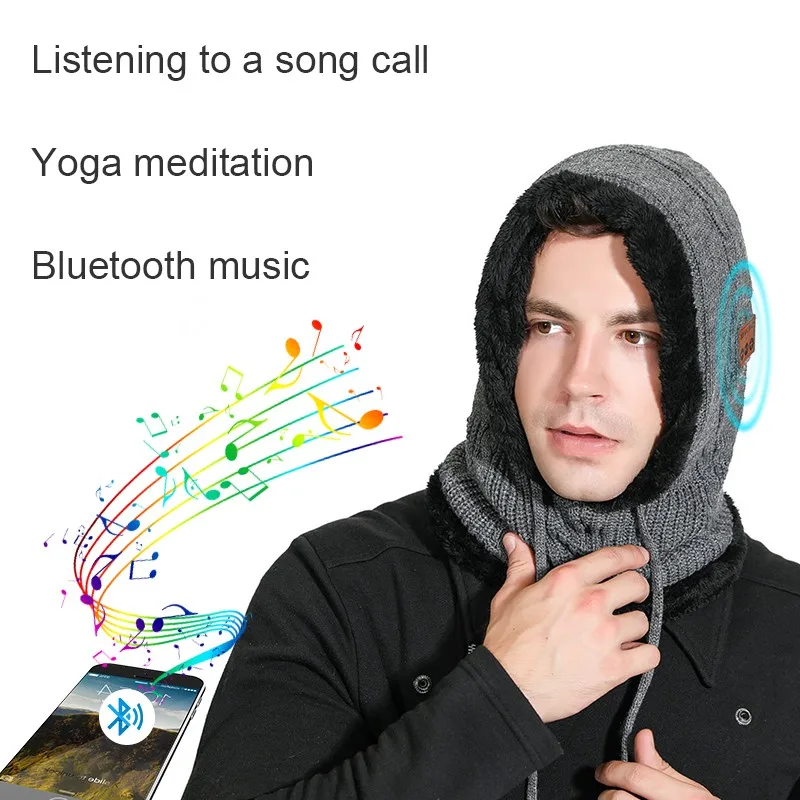 Супер шапка шарф для Bluetooth с капюшоном шеи воротник кепки стерео музыка шнурок головы обёрточная бумага крышка теплая Защита уха
