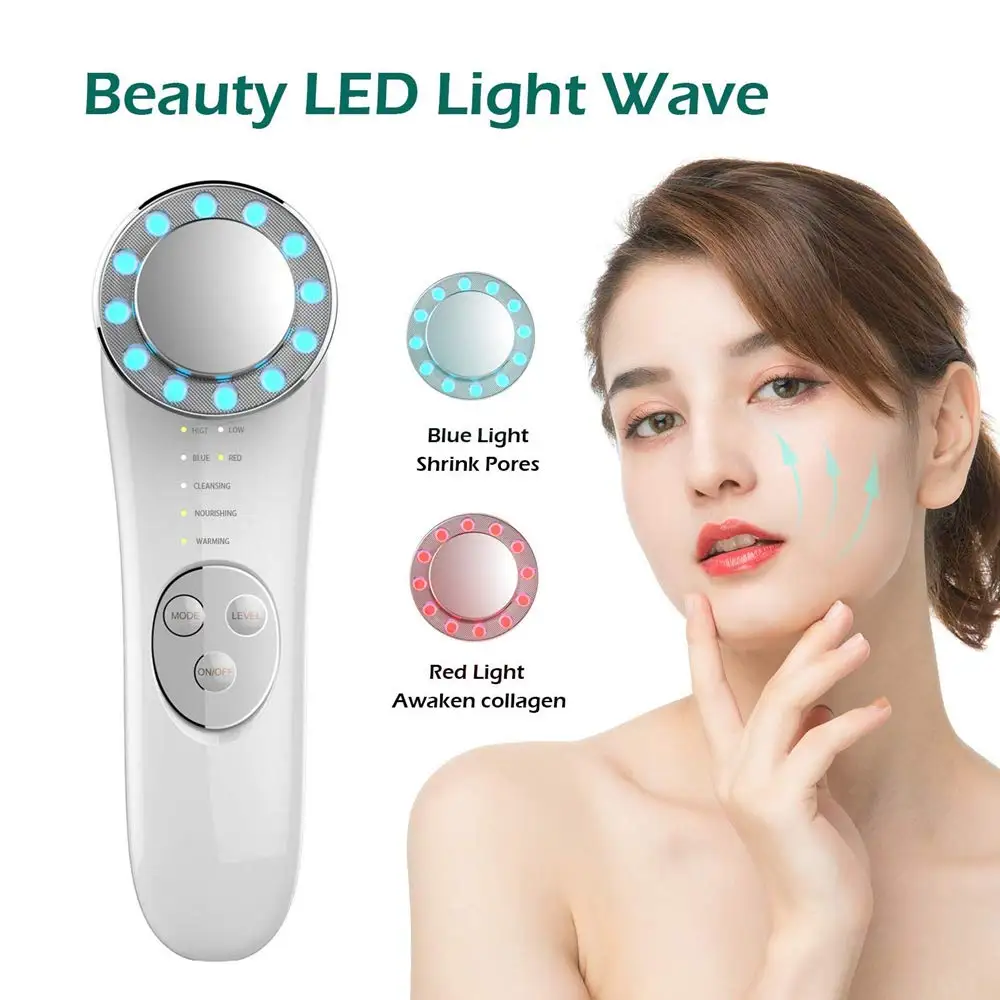 

7 in 1 LED Face Massager Facial Cleaner Skin Care Tools Beauty Equipment Photon Ultrasound Skin Lifting Tighten Wrinkle Remover