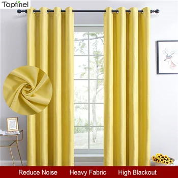 

Topfinel Yellow Modern Blackout Curtains For Bedroom Living Room Window Treatment Blinds Decoration High Shading Finished Drapes