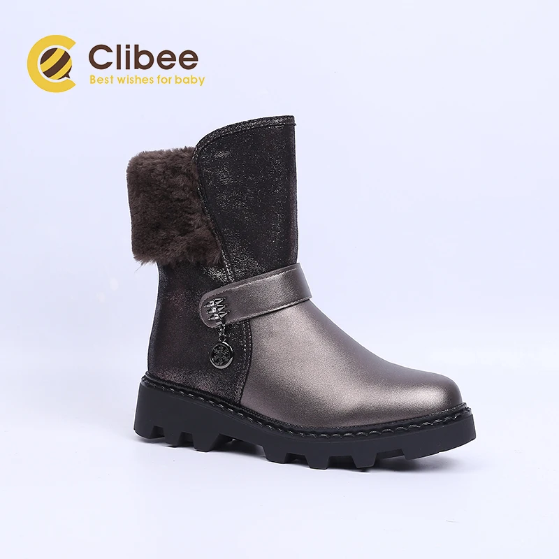Теплые зимние детские сапоги CLIBEE для девочек водонепроницаемые с толстой