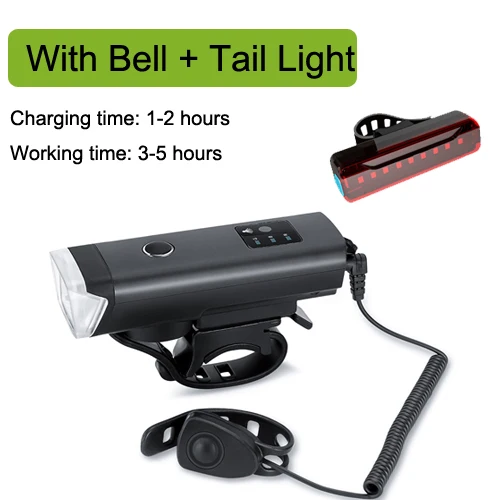 with bell and red B 1200 мА/ч индукционный велосипедный светильник, передний USB Перезаряжаемый умный головной светильник с рогом, высокий люмен, светодиодный велосипедный фонарь, велосипедный светильник-вспышка - Цвет: with bell and red B