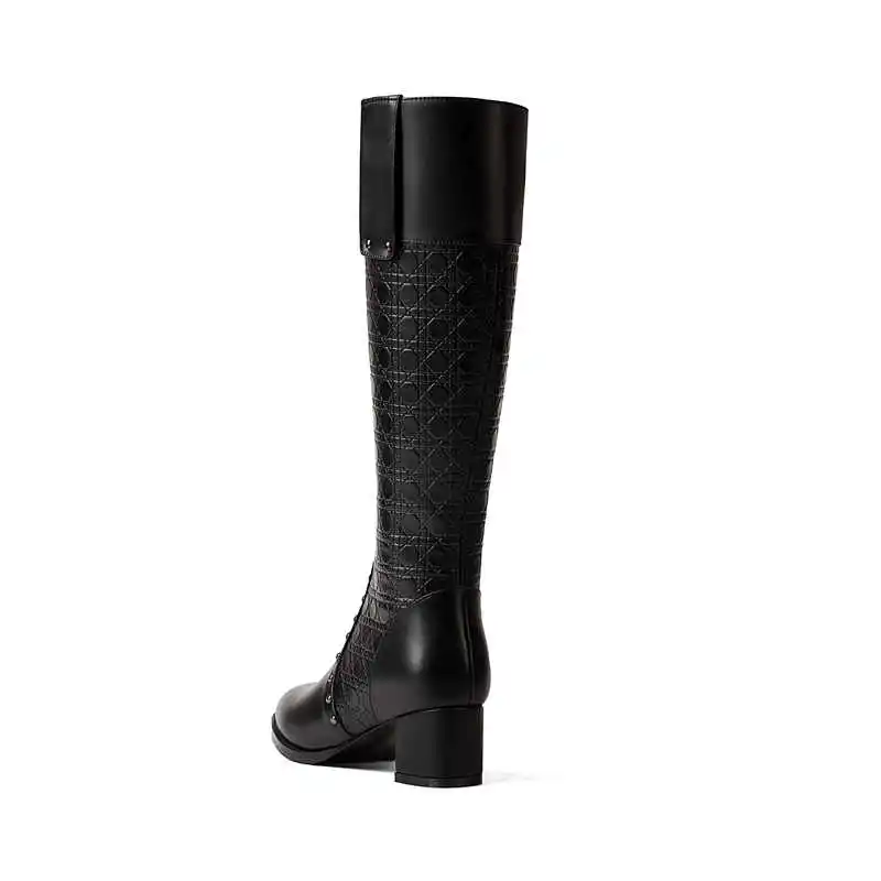ASUMER/большие размеры 34-45; модные ботинки из искусственной кожи и коровьей кожи; женские ботинки с круглым носком на молнии; сезон осень-зима; сапоги до колена на высоком квадратном каблуке