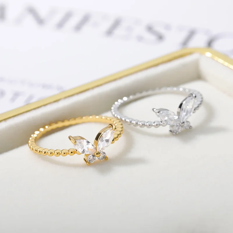 Trend Women Rings Crystal Butterfly Finger-Ring Charm Simple Couple Wedding Rings Designed For Women Birthday Gift Jewelry finger ring wedding rings couples rings wedding ring