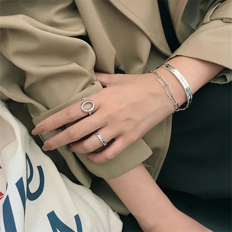 Ying vahine 925 пробы серебряные полые овальные Открытые Кольца для женщин