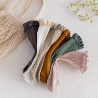 Elegant Ruffles Lace Cuff Socks for Girls Clothes Spring Autumn Cotton Ribbed Toddler Girls Ankle Socks Children Leg Warmers 2