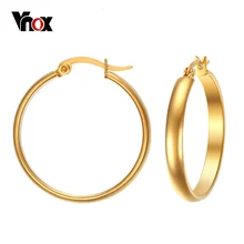 Vnox простой элегантный золото-цвет Серьги-кольца для Для женщин Нержавеющая сталь Мода США