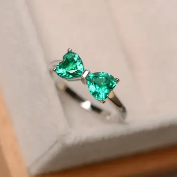

European and American Hot Selling Temperament Ladies Emerald Bow Ring Inlaid Emerald To Send Girlfriends with Accessories
