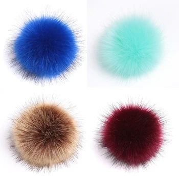

Faux Fur Pompom For Women Hat Fur Pom Poms for Hats Big Natural Raccoon Fur Pompon for Knitted Hat Cap Hot Coloful Foxes 15cm