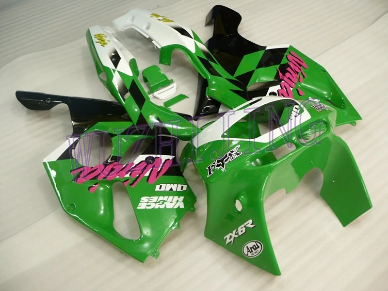 Набор для всего тела Zx6r 1996 Обтекатели Zx6r 94 95 зеленый черный, белый цвет Abs обтекатель ниндзя Zx-6r 1994-1997