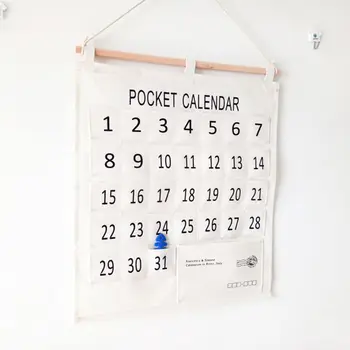 

Wall Door Calendar Hanging Bag Cotton Linen Alphanumeric Date Envelope Pocket M0XD