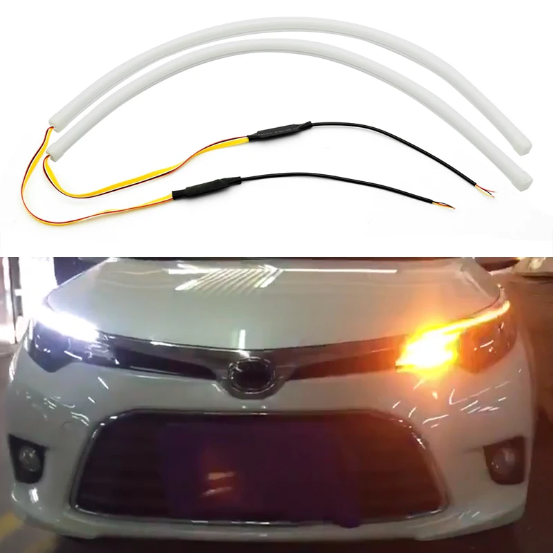 Автомобильные дневные ходовые огни DRL гибкая мягкая трубка светодиодная полоса