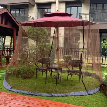 

Hanging Courtyard Outdoor Patio Lawn Table Double Zipper Umbrella Mosquito Net Camping Screen Polyester Mesh Cantilever Cover