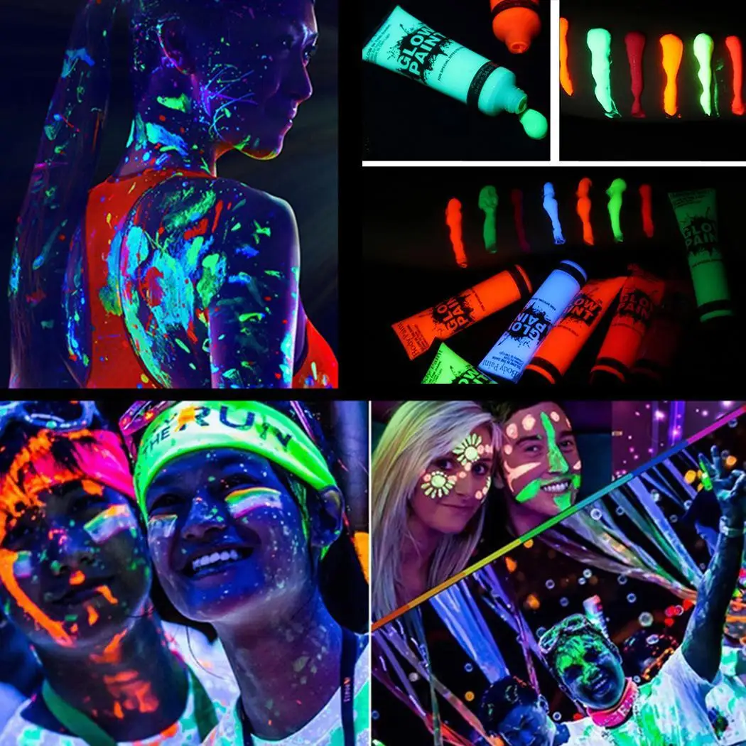 

Body Art Fluorescent Paint Hand Painted Painting, Paint. Luminous 10ml Party Safe Non-Toxic Pigment
