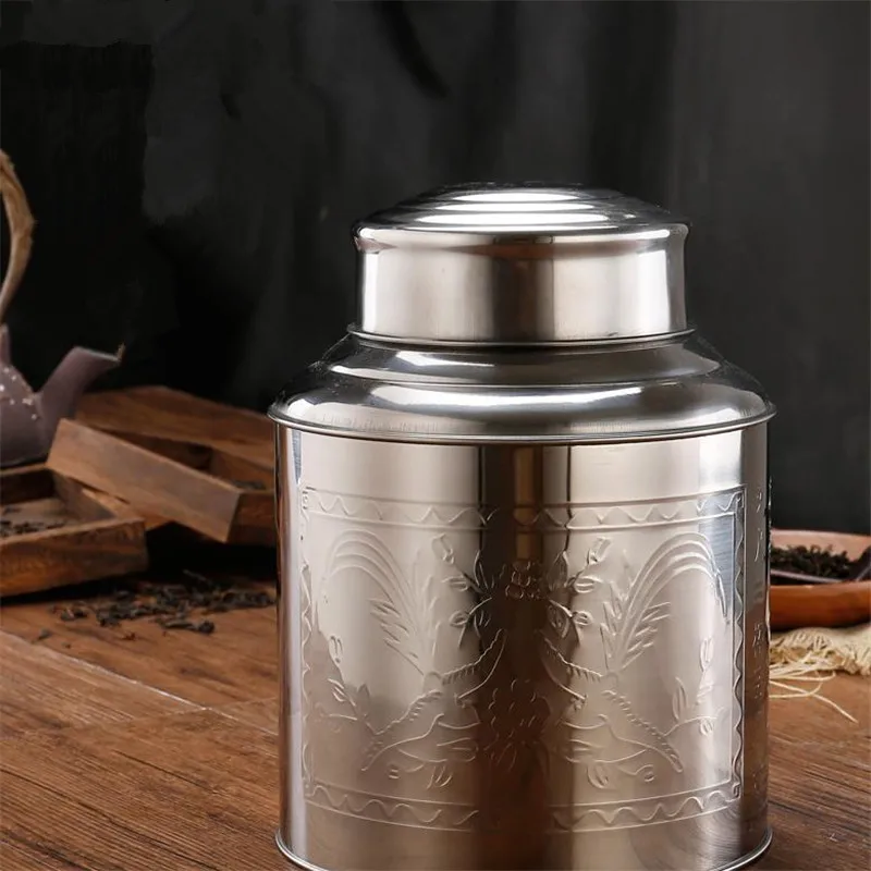 Stainless Steel Large Tea Caddy Tea Packaging Iron Box Household Portable Mini Metal Box Small Sealed Canister tea tin box tea canister airtight container
