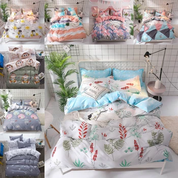 

Brushed Cartoon Print Bedding Set Polyester Duvet Cover Bed Sheet Pillowcase Bedclothes 3-4pcs/Set Home Bed Set
