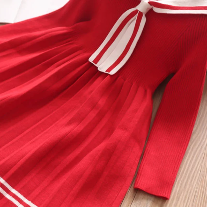 Welaken Sailor Collar Rabbit Cartoon Girls Winter Outfit Long Sleeve Baby Girl Dress Baby Girl Clothes Kids Dresses For Girls