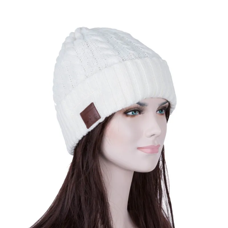 white Bluetooth V5.0 съемная стерео Музыка беспроводные наушники шапка зимняя теплая Модная трикотажная шляпа Головной убор - Цвет: white