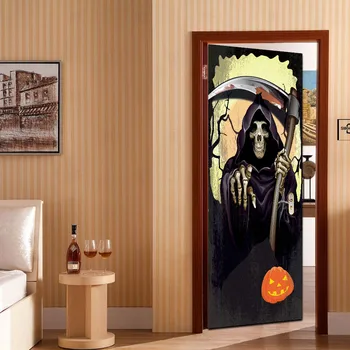 

Death Coming Halloween Decorations Door Stickers Self Adhesive PVC DIY Door Renovation Decal Kids Room Door Renew Wallpapers New
