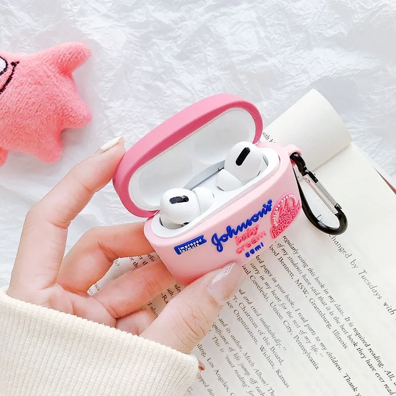 3D кожаный чехол для наушников s Airpods Pro милый силиконовый мультяшный Apple 3 защитный