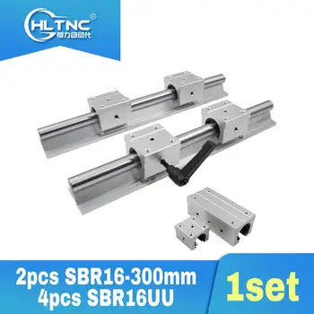 

best price 2 pcs 300mm SBR16 16mm linear rail with 4 SBR16UU linear block for cnc parts