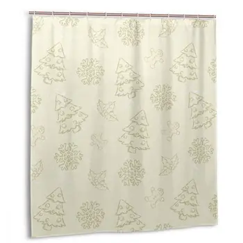 

CHARM HOME Christmas Pattern Plastic Shower Curtain 66x72 In with free hooks Customized Bathroom Decorative Waterproof Polyester
