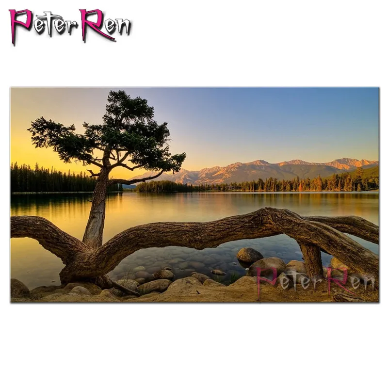 

Full 5d Diamond Embroidery landscape tree water mountain lake Diy Diamond Painting Cross Stitch 5D Rhinestones Mosaic Home Decor