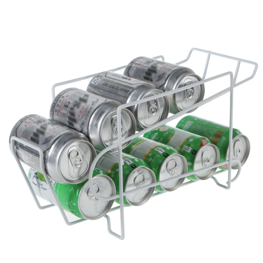

Household Double-layer Beer Soda Can Shelf with 10 Storage Box Refrigerator Storage Rack Kitchen Drink Bottle Fridge Organizer