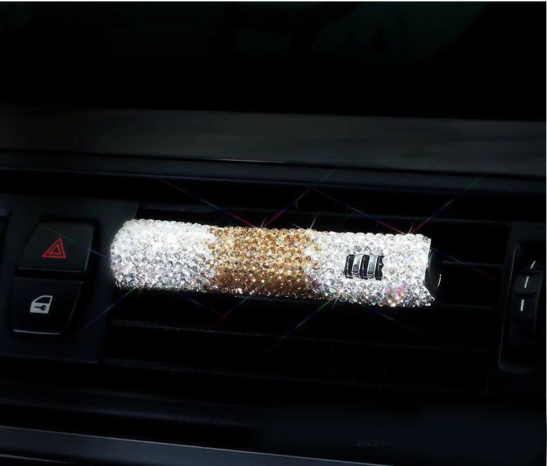 gold Креативный шикарный Хрустальный Алмазный автомобильный освежитель воздуха на выходе Духи вентиляционное отверстие клип автомобиль Твердый парфюм диффузор украшение для женщин - Название цвета: gold