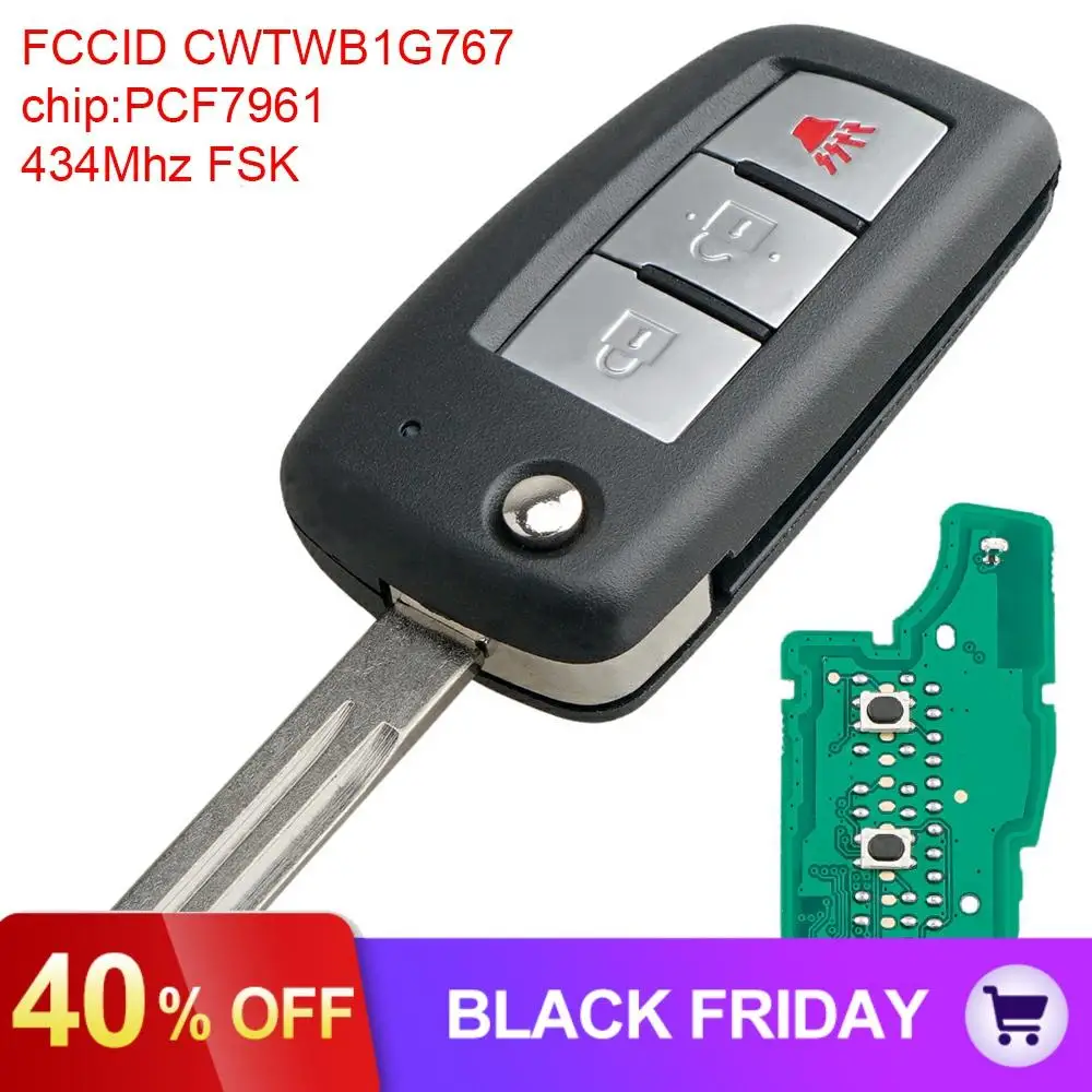 434Mhz 3 Buttons Car Remote Key Fob with PCF7961 Chip CWTWB1G767 Fit for- NISSAN ROGUE
