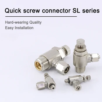 

1 pc Pneumatic All copper metal quick-screw joint throttle SL regulating valve SL4/6/8/10/12 series Air Fitting Connector