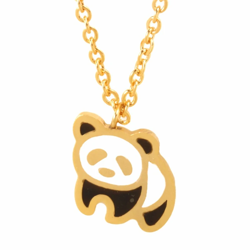 Panda Gold Цепочки и ожерелья Для женщин Для мужчин женское ожерелье Нержавеющая сталь животных колье ожерелья, подвески Ювелирная Свадебная лента подарок для невесты