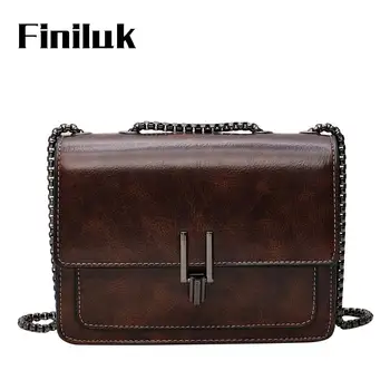 

Fililuk Fashion Brand Women Shoulder Bags Vintage Small Square Handbag Korean Style Chain Crossbody Bags Leather BIW387 PM49