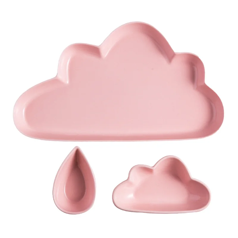 Керамическая тарелка с милыми облаками посуда мультяшная креативная домашняя