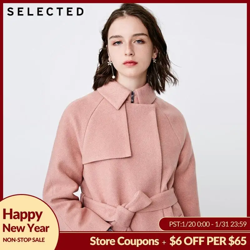 remarkable  SELECTED Autumn and winter women's wool long belt coat S 418427516