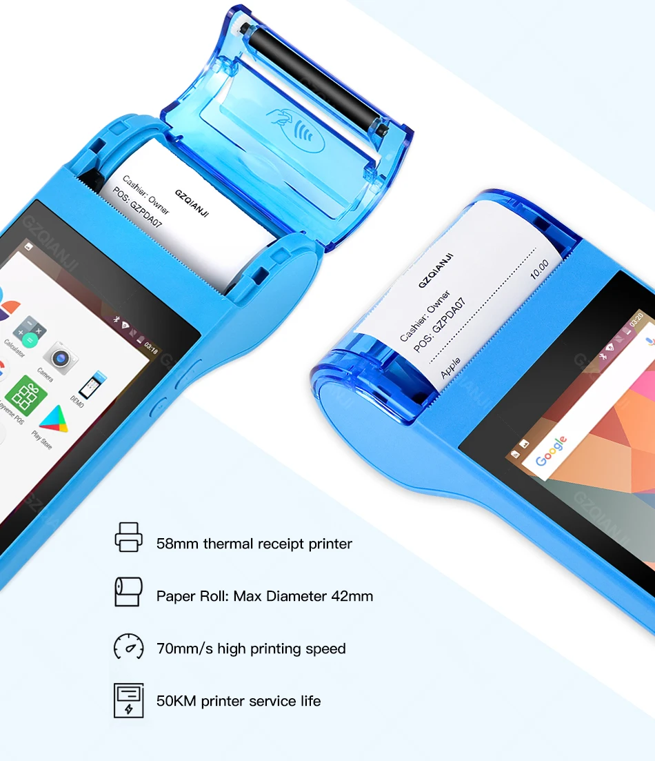 pocket printers Loyverse POS Android 7.0 POS PDA Mini Receipt Printer 58mm GPS Handheld POS Terminal NFC Bluetooth WIFI 3G GPS Camera PDA mini portable thermal printer