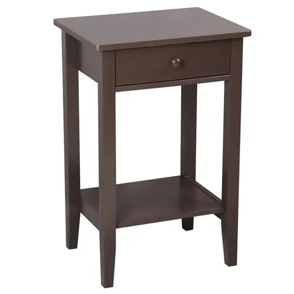  Two-layer Bedside Table Coffee Table with Drawer Coffee  fine workmanship beautiful and fashionend 