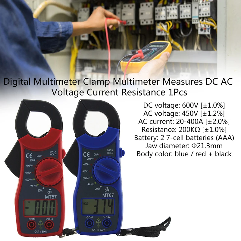 MT87 Высокое качество ЖК-цифровой клещи мультиметр Измерение AC/DC тестер напряжения тока сопротивление клещи