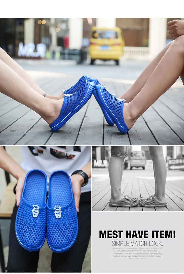 

New Style Summer Couples Breathable Half Cool Closed-toe Sandals Porous Shoes Men's Mesh Sandals Lazy BIRD'S NEST Slippers