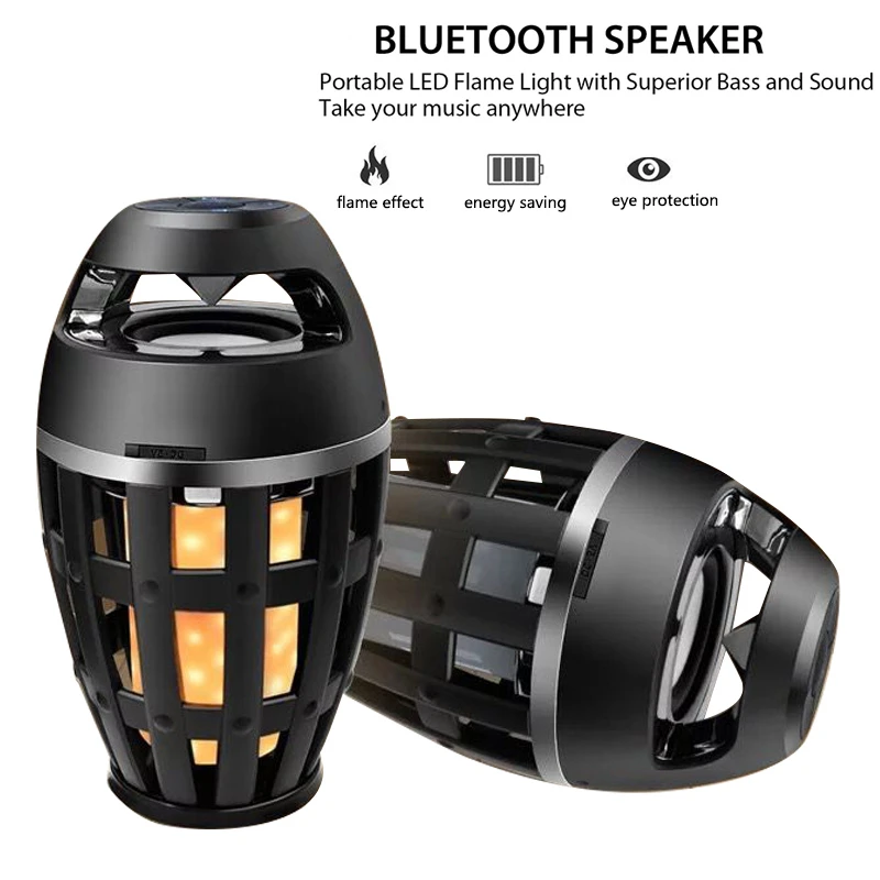 Светильник с пламенем, Bluetooth, динамик, беспроводной стерео звук, наружный динамик с пламенем, атмосферная лампа, светодиодный, мерцает, наружный НЧ-динамик EY251